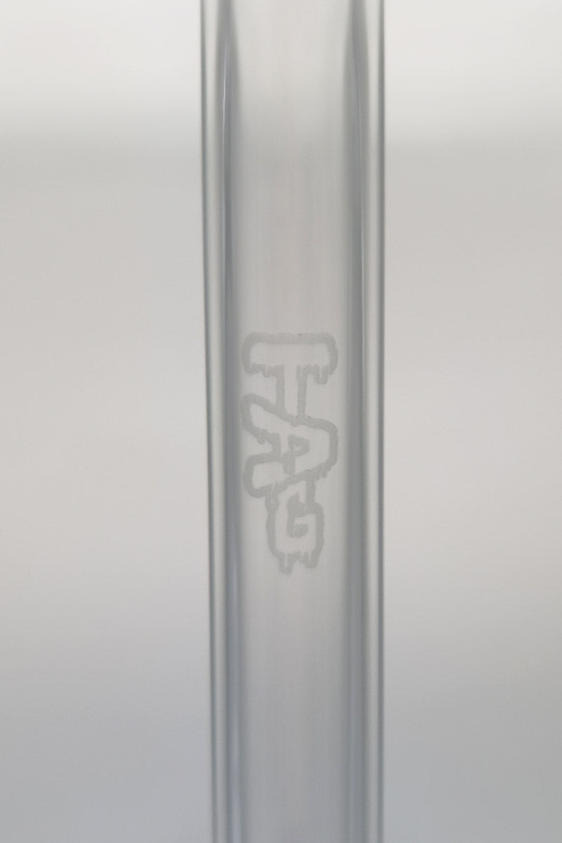 TAG brand 54-hole open end gridded super slit downstem for bongs, close-up view