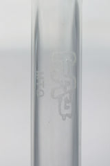 Close-up of TAG 54-hole open end gridded super slit downstem for bongs, clear view