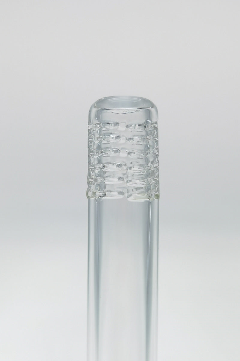 TAG 54-hole open end gridded downstem for bongs, close-up side view on white background