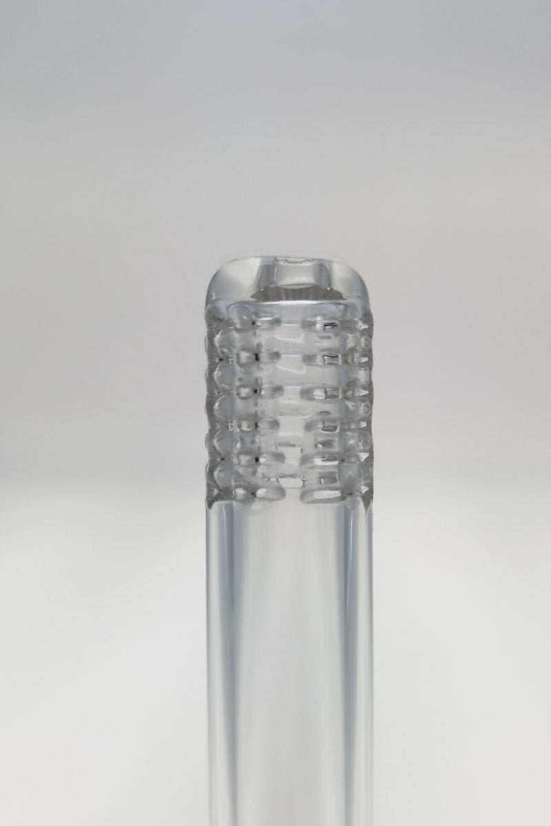 TAG 54 Hole Open End Super Slit Downstem for Bongs, Close-Up on Seamless White