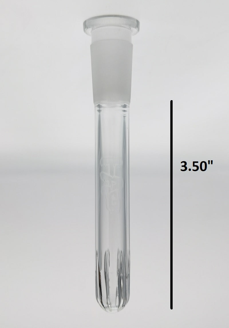 TAG 3.50" Closed End Showerhead Downstem by Thick Ass Glass, Clear, Front View