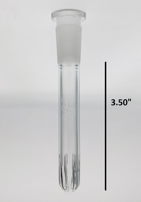 TAG 3.50" Closed End Showerhead Downstem by Thick Ass Glass, Clear, Front View