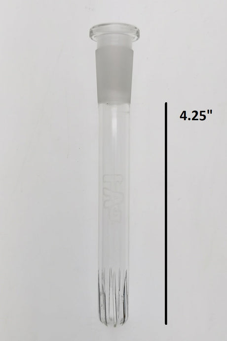 TAG 4.25" Clear Showerhead Downstem for Bongs, 18mm to 14mm, Front View