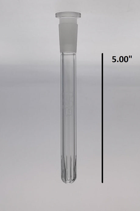 TAG 5-inch Closed End Rounded Showerhead Downstem for Bongs - Clear with Engraved Logo