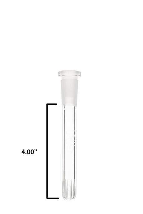 TAG Rounded Showerhead Downstem - 18/14MM - Clear Glass Side View with Measurement