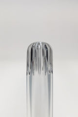 TAG 18/14MM showerhead downstem with closed rounded end, clear glass, close-up view