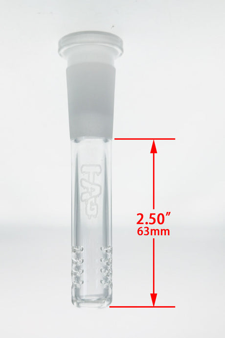 TAG 2.50" Open End 32 Slit Multiplying Rod Downstem for Bongs, Clear with Logo