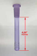 TAG 4.00" Purple Glass Downstem with 32 Slits for Bongs - Front View
