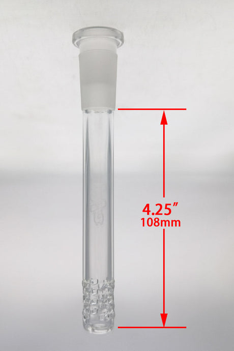 TAG 4.25" Clear Glass Downstem with 32 Slit Multiplying Rod Design for Bongs, Front View