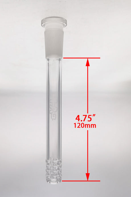TAG 4.75" Clear Multiplying Rod Downstem for Bongs, 32 Slit Design, Front View