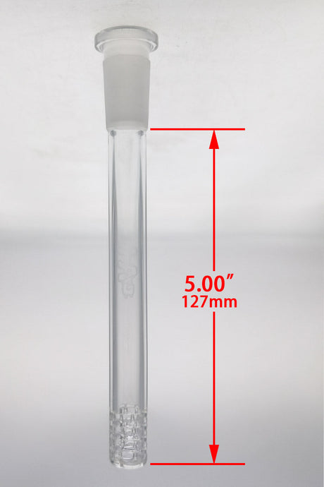 TAG 5.00" Clear Glass Downstem with 32 Slit Multiplying Rod for Bongs, Front View