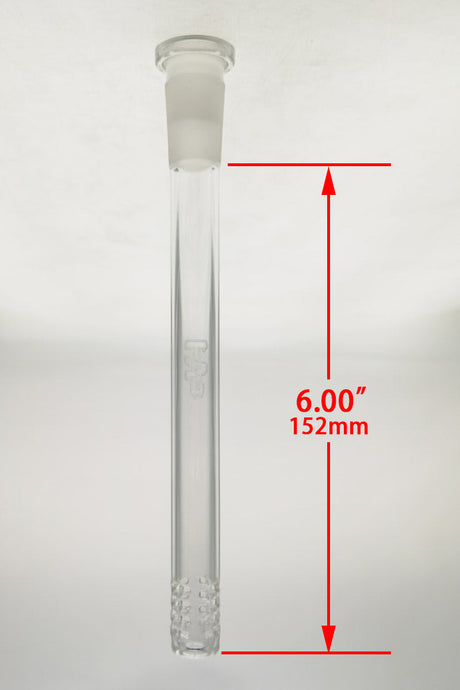 TAG 6-inch Clear Multiplying Rod Downstem for Bongs, 18mm to 14mm, Front View