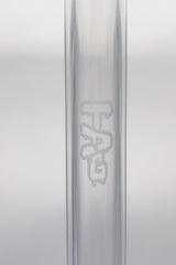 Close-up of TAG 32 Slit Multiplying Rod Downstem for Bongs, 18mm to 14mm, clear view