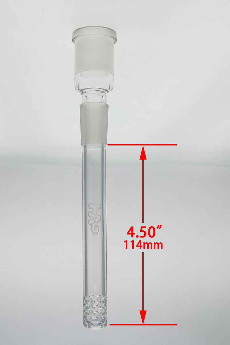 TAG 32-slit multiplying rod downstem for bongs, 18mm to 14mm joint size, front view on white background