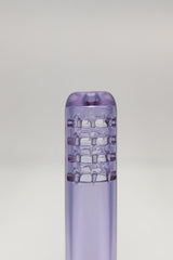 TAG 32 Slit Multiplying Rod Downstem in purple, 18mm to 14mm joint size, close-up view