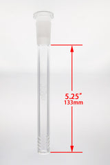 TAG 18/14MM Open End Downstem for Bongs, 5.25" Length, Clear Quartz, Front View