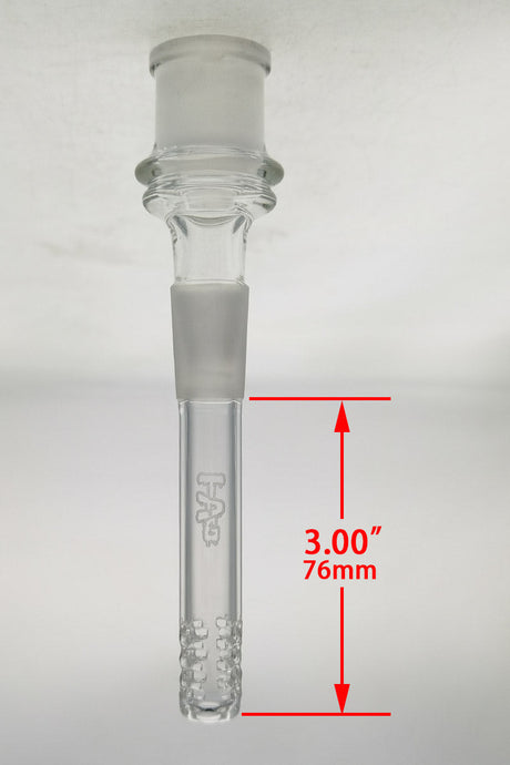 TAG 3.00" Clear Open End Downstem with 32 Slits and Engraved Logo, Front View
