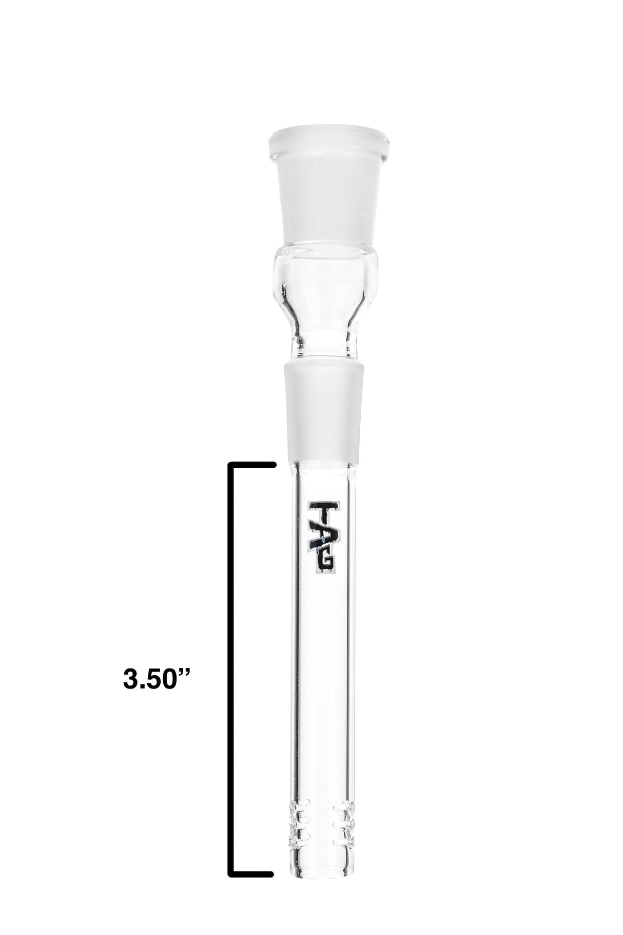 TAG 18/18MM Open End Downstem with 32 Slits for Bongs, Front View on White Background