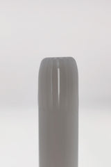 Close-up of TAG 18MM Super Slit Showerhead Downstem for bongs, clear glass, white background