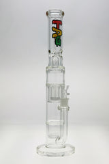 TAG 19" Rasta Double Showerhead Bong with Helical Dome Splash Guard, Front View