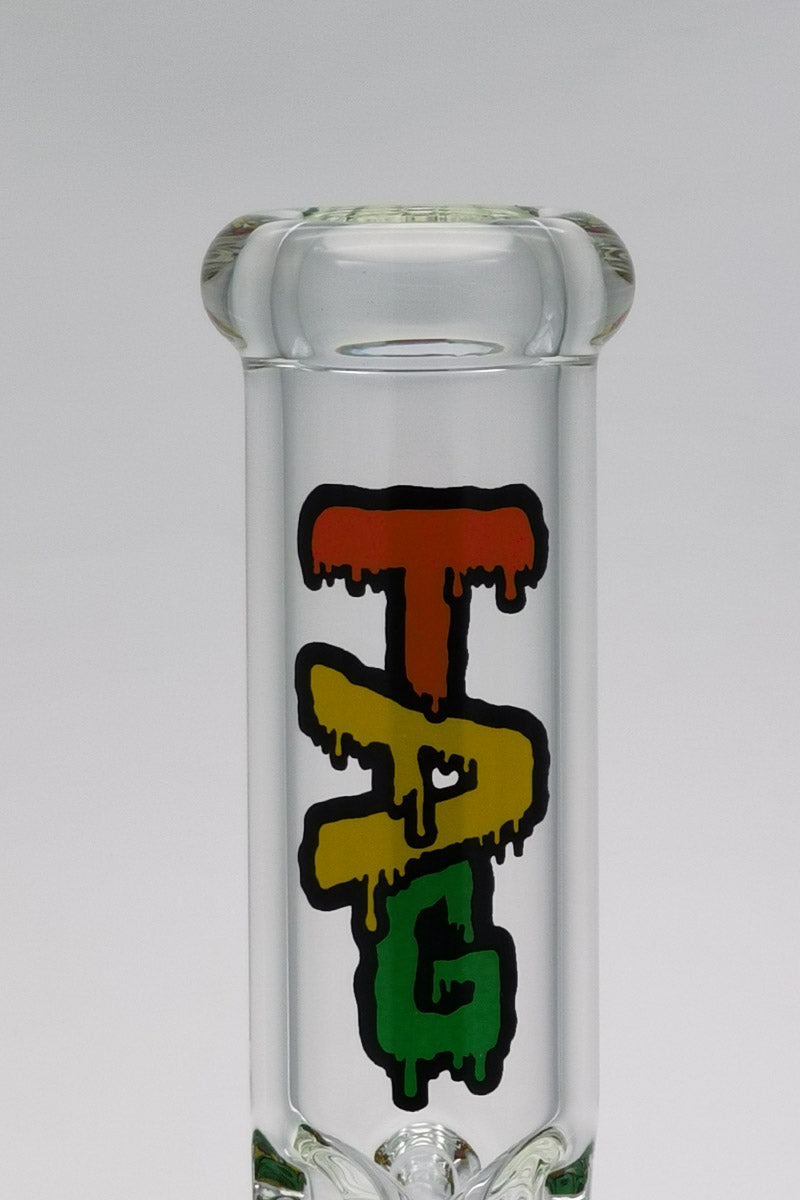 TAG 19" Bong with Rasta Color Double Interior Showerhead and Helical Dome Guard