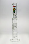 TAG 19" Double Showerhead Bong with Helical Dome, Rasta Logo, Front View on White