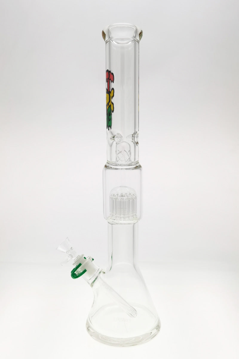 TAG 19" Rasta 16-Arm Tree Beaker Bong with Thick 7mm Glass and Slit-Diffuser Downstem