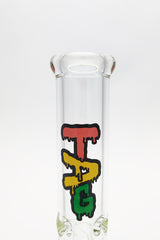 TAG 19" Beaker Bong with Rasta Logo, 16-Arm Tree Percolator, Front View on White Background