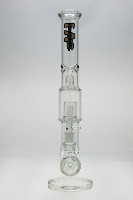 TAG 19" Inline to Fixed Showerhead Bong with Tie Dye Logo, Front View, 7mm Thickness