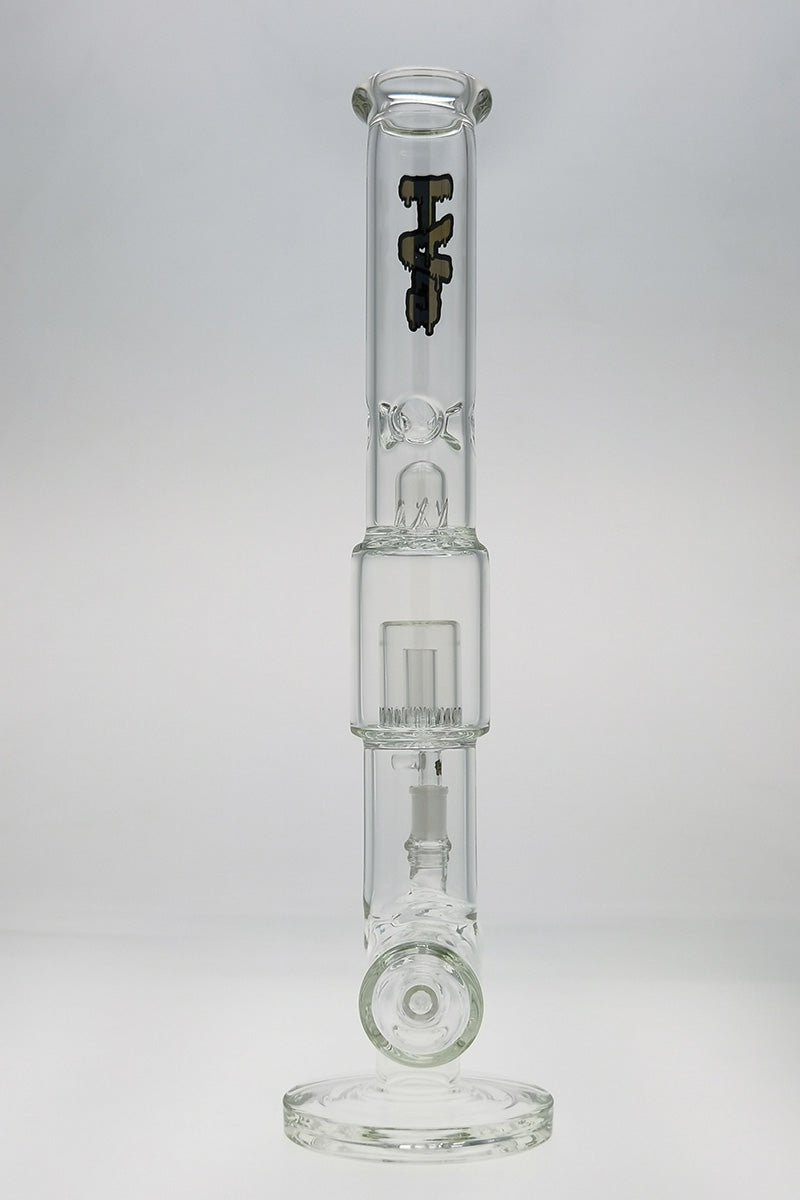 TAG 19" Inline to Super Slit Showerhead Bong, 50x7MM, 18MM Female, Front View on White