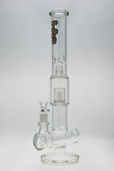 TAG 19" Bong with Inline to Fixed Showerhead Percolator, 7mm Thick Tie Dye Glass, Front View