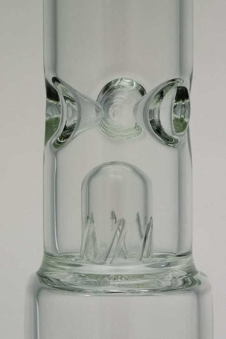 Close-up of TAG 19" Inline to Fixed Showerhead Bong, 7mm thickness, 18MM Female joint