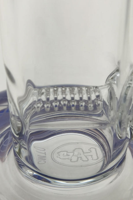 Close-up of Thick Ass Glass 19" Bong Base with Inline Percolator and Frosted Logo