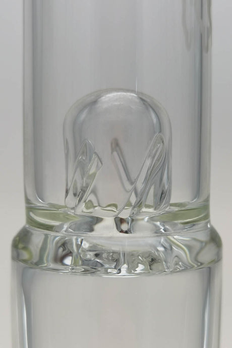Close-up of TAG 19" Inline Percolator for Bongs, 4mm Thick Glass, 18MM Female Joint