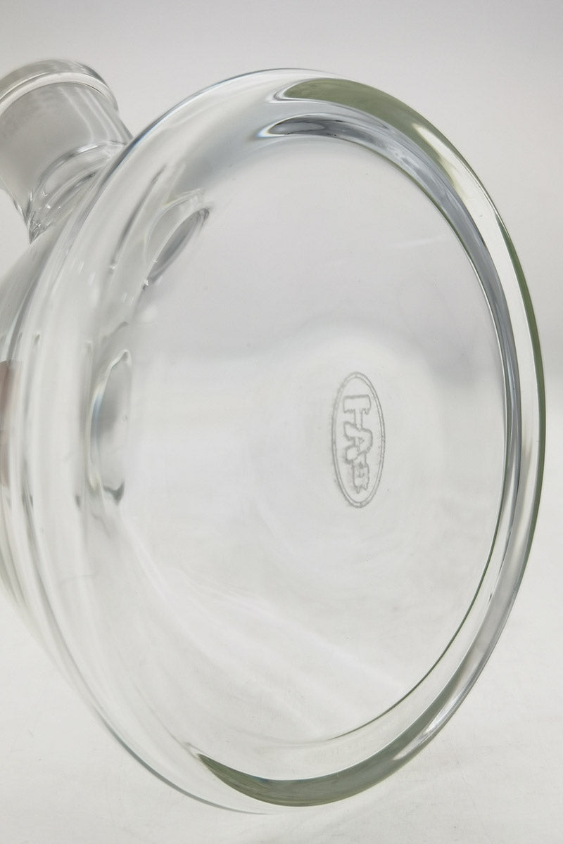 Thick Ass Glass 20" Beaker Bong close-up, showcasing the sandblasted logo on 5mm clear borosilicate glass