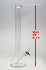 TAG 20" Clear Beaker Bong with Wavy Sandblasted Logo and 18/14MM Downstem front view on white