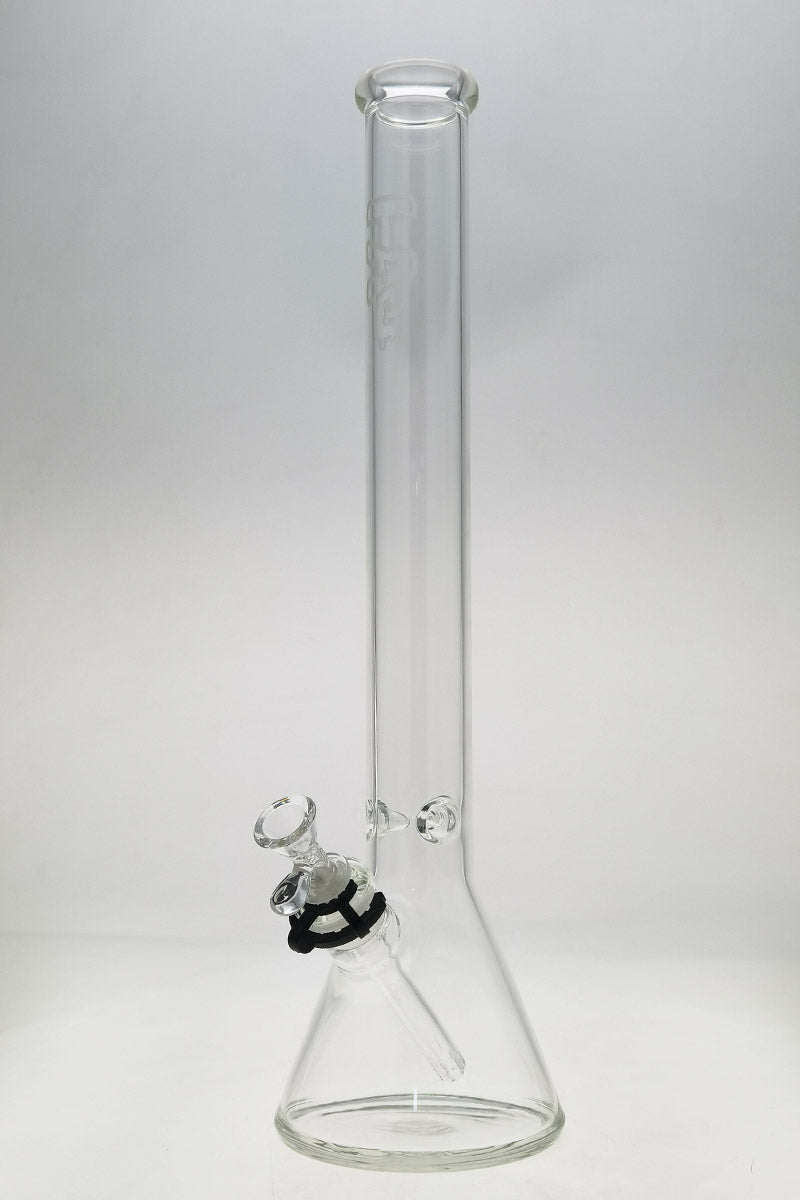 TAG 20" Clear Beaker Bong with 5mm Thickness and Wavy Sandblasted Logo Front View