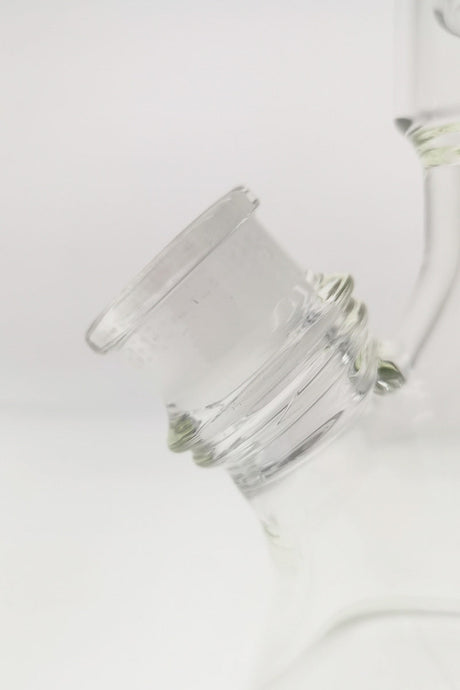 Close-up of TAG 20" Beaker Bong's 28/18MM downstem with double showerhead percolator