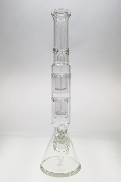 TAG 20" Beaker Bong with Double Interior Showerhead Percolators and Thick Glass, Front View