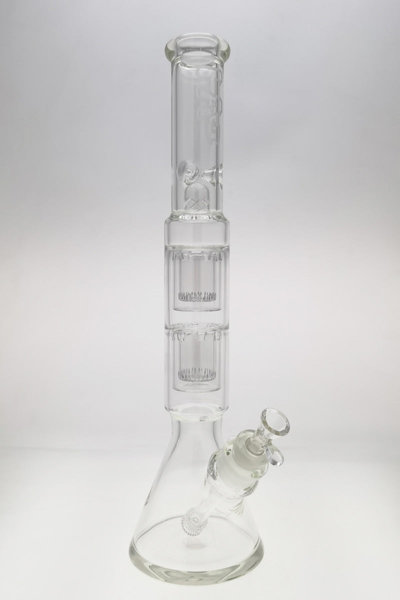 TAG 20" Beaker Bong with Double Showerhead Percolators and Thick Glass, Front View