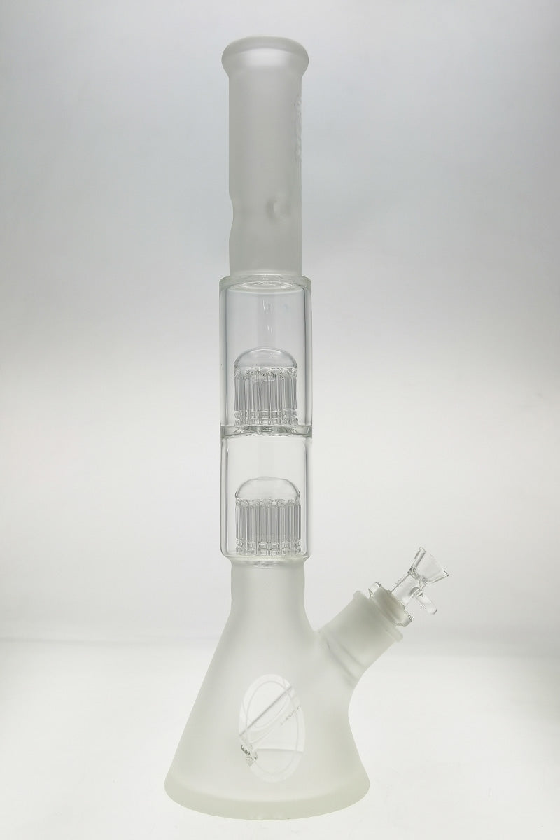 TAG 20" Beaker Bong with Double 16 Arm Tree Percs, Thick 7mm Glass, Front View on White Background