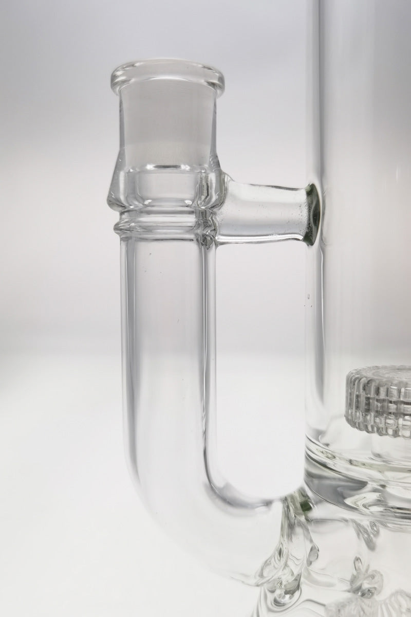 Close-up side view of TAG 20" Double Matrix Bellow Bong with 14MM Female joint and sturdy base