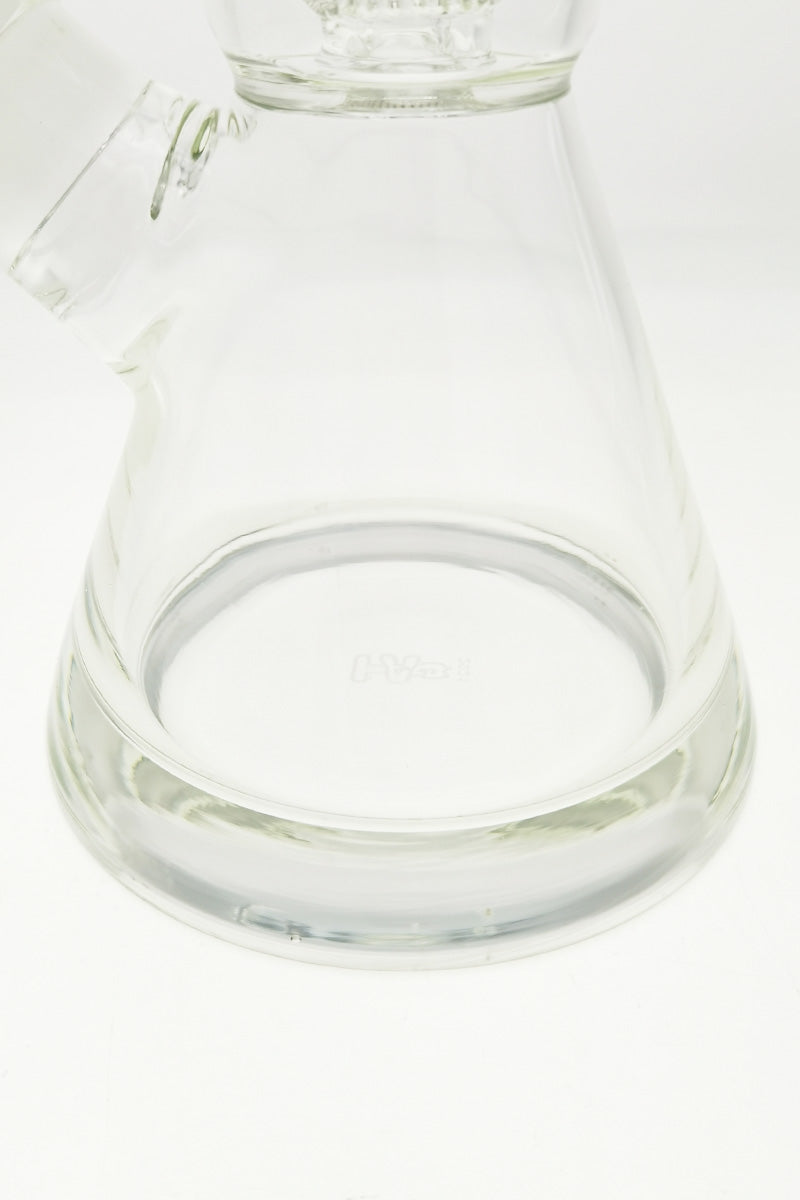 Close-up of Thick Ass Glass 20" Beaker Base with 7mm thick glass and UFO Double Slit Percolator