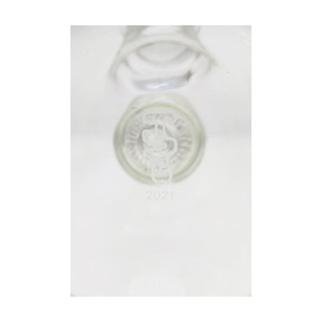 Close-up of TAG logo on 20" Double Super Slit UFO Beaker bottom by Thick Ass Glass