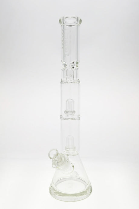 TAG 20" Double Super Slit UFO Beaker by Thick Ass Glass, Clear with Sandblasted Logo
