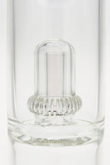 Close-up of TAG 20" Double Super Slit UFO Beaker's showerhead percolator for smooth hits