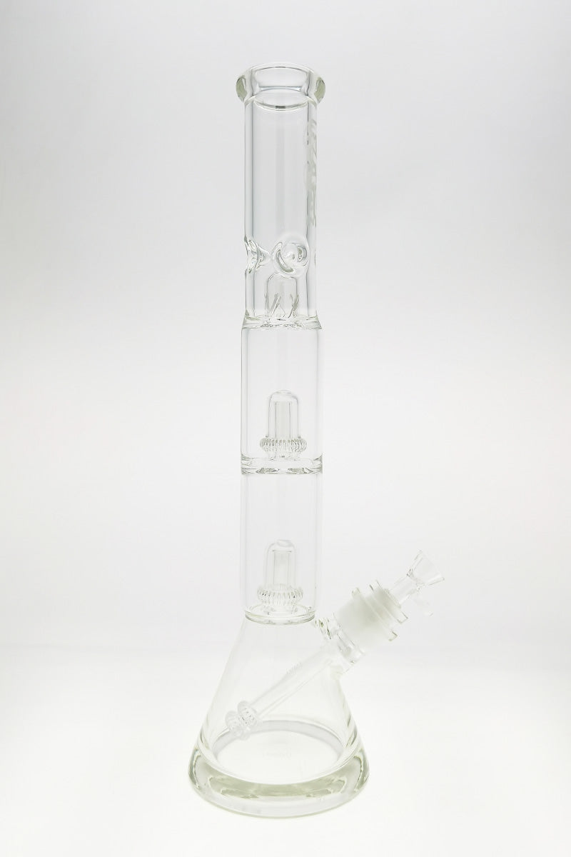 TAG 20" Beaker Bong with Double Super Slit UFO Percs, Thick Glass, Front View