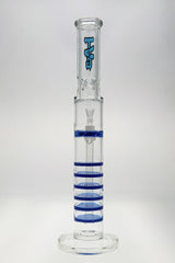 TAG 20" Sextuple Honeycomb Water Pipe front view with blue accents on clear glass