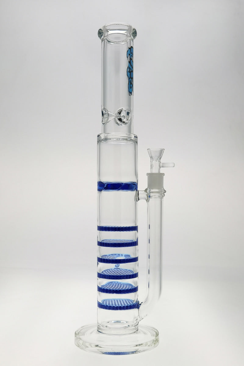 TAG 20" Sextuple Honeycomb Water Pipe with 18MM Female Joint, Front View on White Background