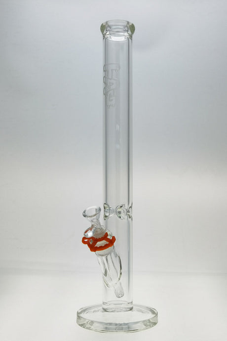 TAG 20" Straight Tube Bong 50x7MM with Wavy Sandblasted Logo, Front View on White Background